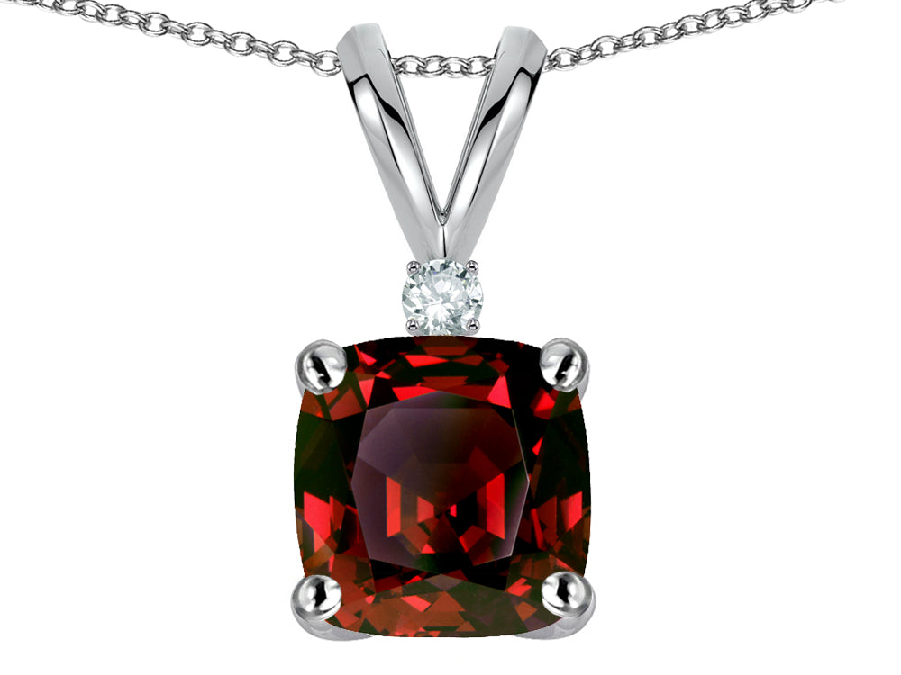 Star K 7mm Cushion-Cut Genuine Garnet Pendant Necklace