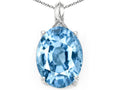 Tommaso Design Oval Simulated Aquamarine Pendant Necklace