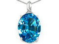 Tommaso Design Oval Genuine Blue Topaz Pendant Necklace