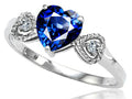 Tommaso Design Created Blue Sapphire Heart Shape Engagement Promise Ring
