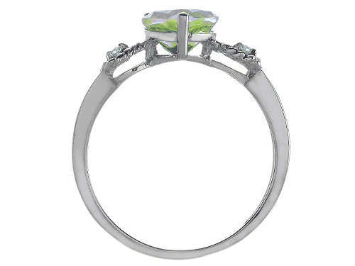 Tommaso Design Genuine Peridot Heart Shape Engagement Promise Ring
