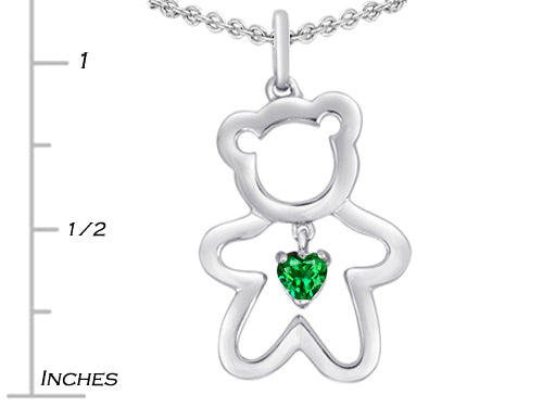 Star K Love Teddy Bear with 4mm Heart Shape Simulated Emerald