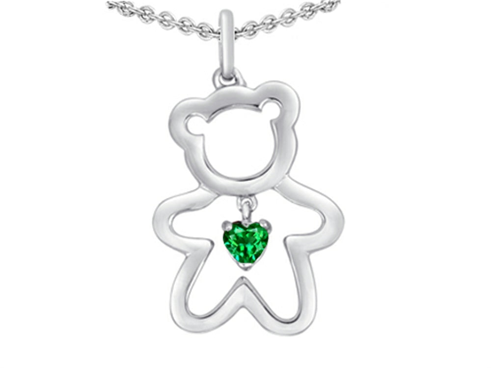 Star K Love Teddy Bear with 4mm Heart Shape Simulated Emerald