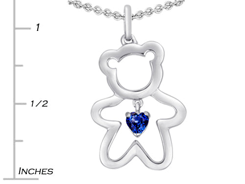 Star K Love Teddy Bear with 4mm Heart Shape Created Sapphire