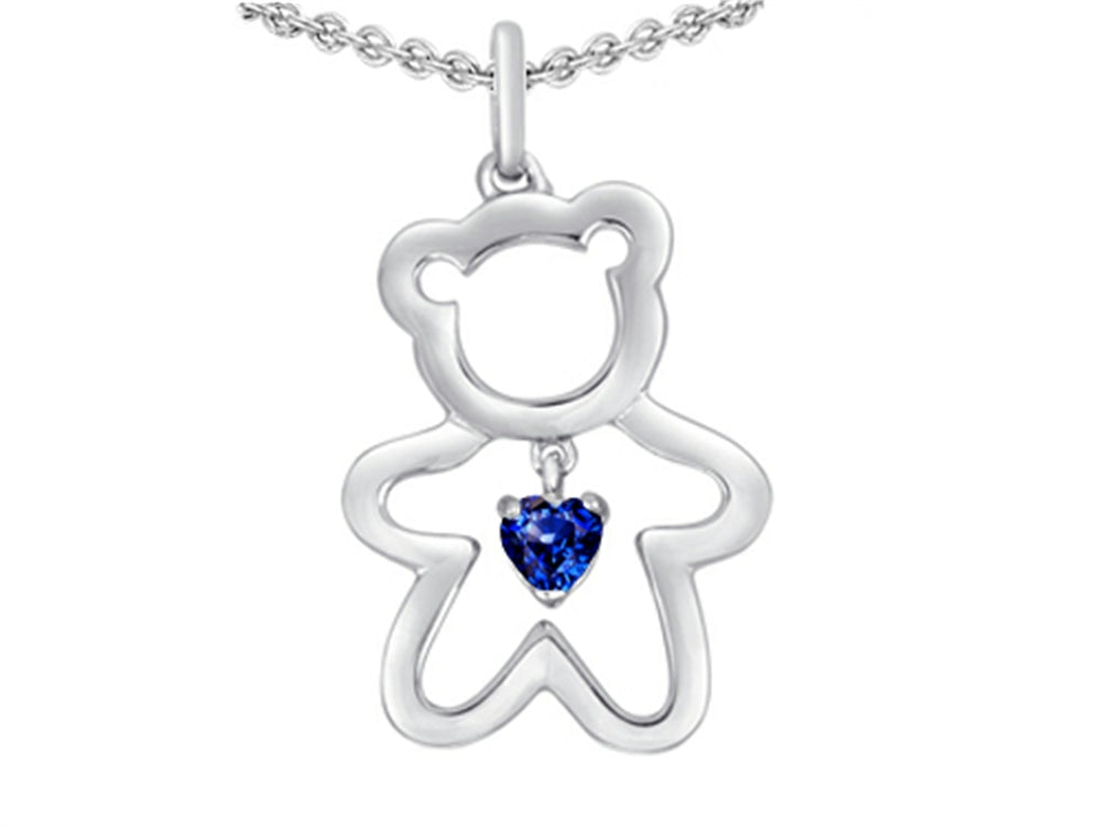 Star K Love Teddy Bear with 4mm Heart Shape Created Sapphire
