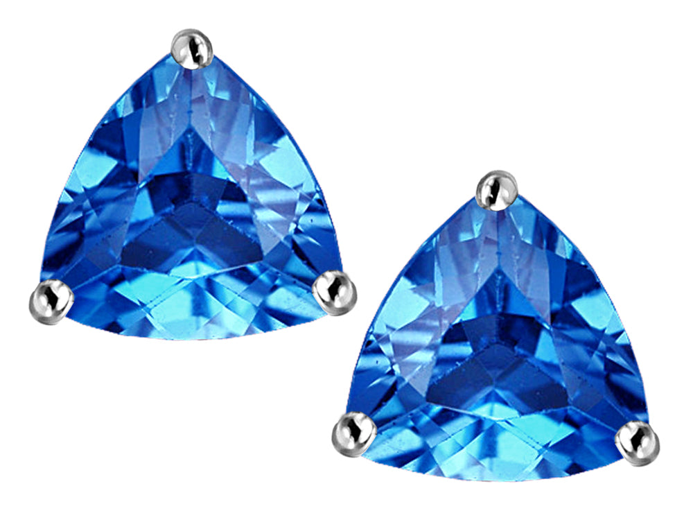 Star K Trillion 7mm Simulated Blue Topaz Earrings Studs