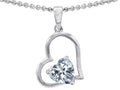 Star K 7mm Heart Shape Genuine White Topaz Pendant Necklace