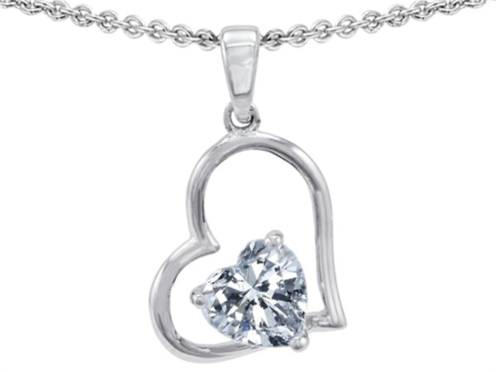 Star K 7mm Heart Shape Genuine White Topaz Pendant Necklace
