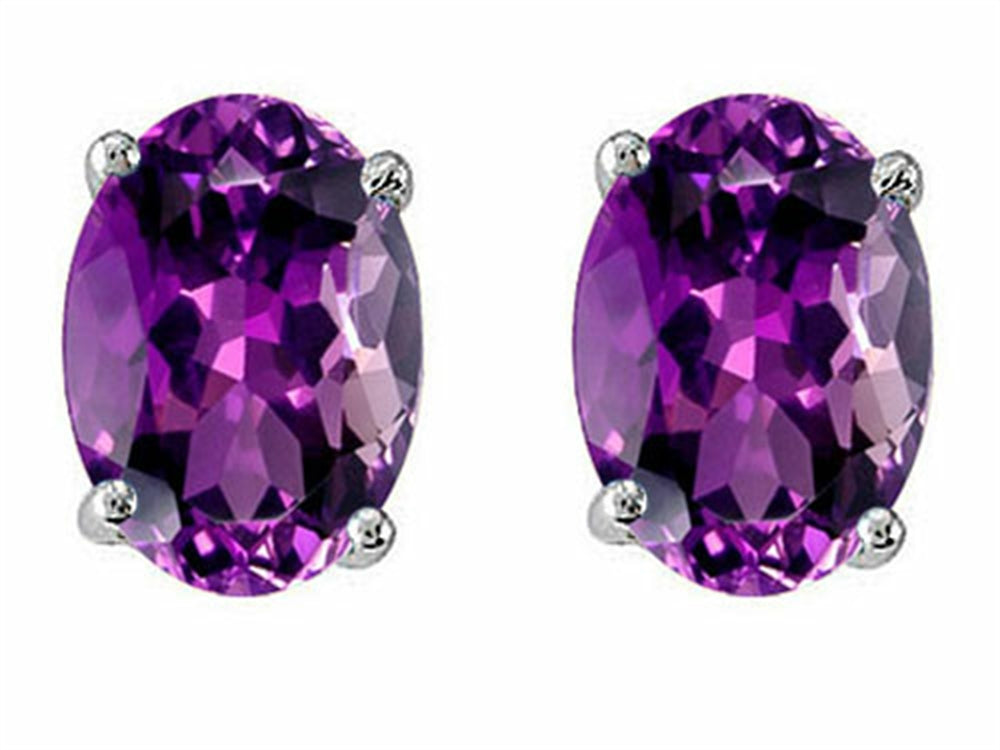 Star K Oval 8x6mm Genuine Amethyst Earrings Studs