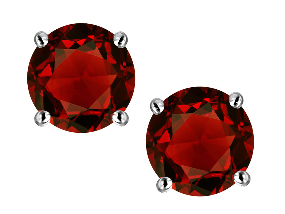Star K Round 6mm Genuine Garnet Classic Screw Back Stud Earrings