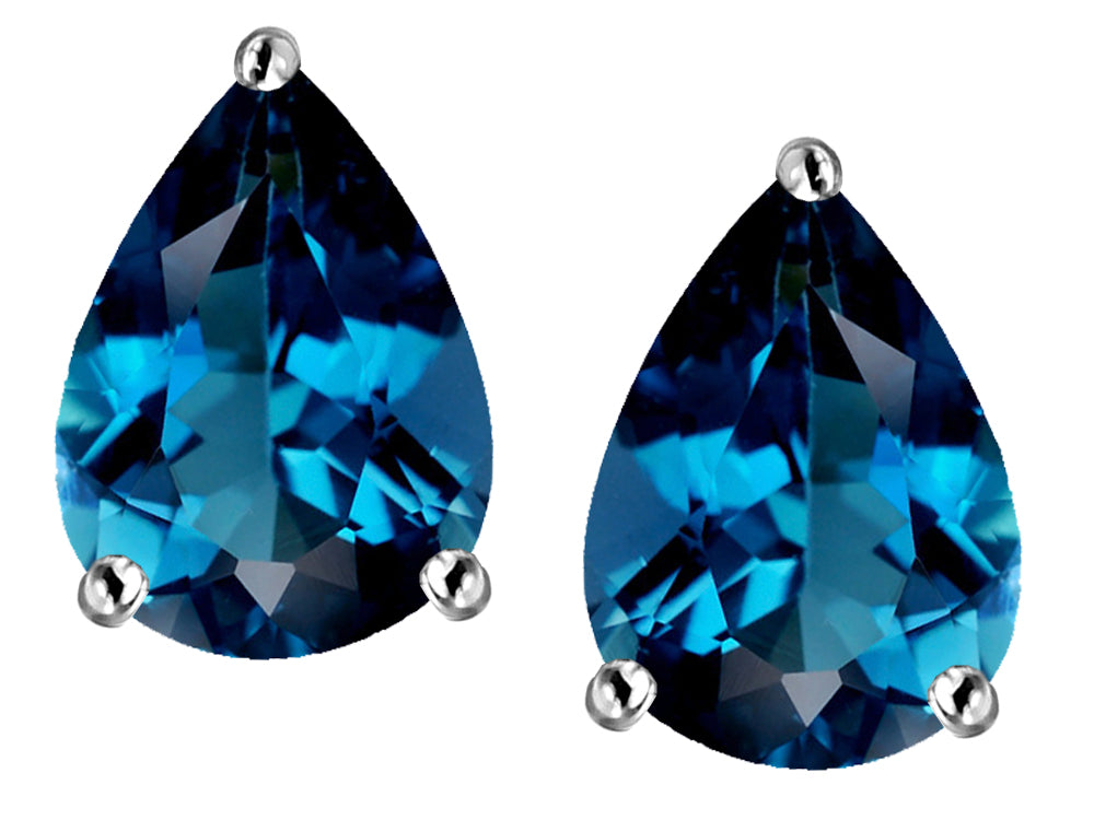 Star K Pear Shape 9x7mm Simulated Blue Topaz Earrings Studs