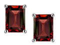 Star K Emerald Cut 8x6mm Simulated Garnet Earrings