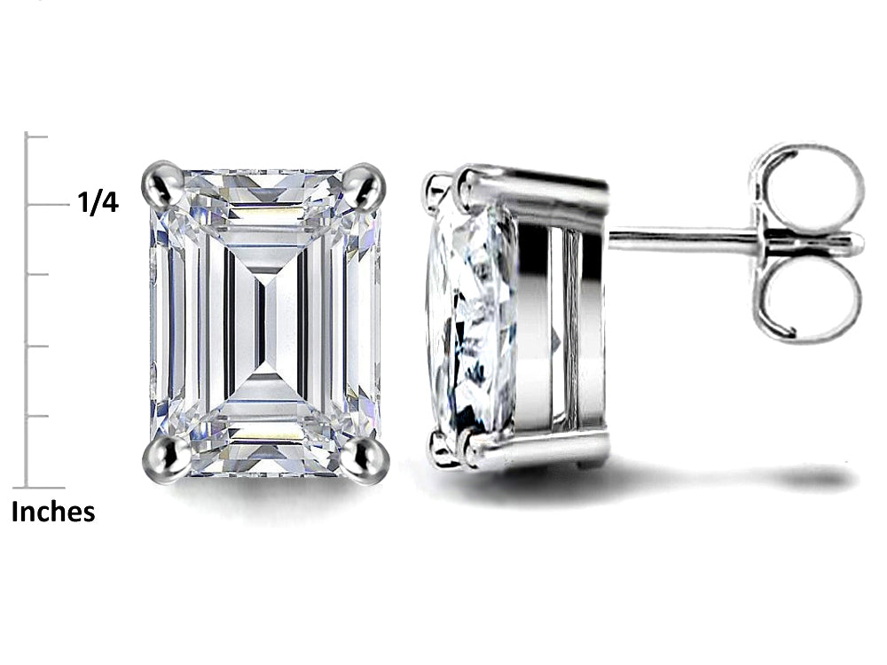 Star K Emerald Cut 8x6mm Created Opal Earrings