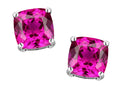 Original Star K 7mm Cushion-Cut Created Pink Sapphire Earrings Studs