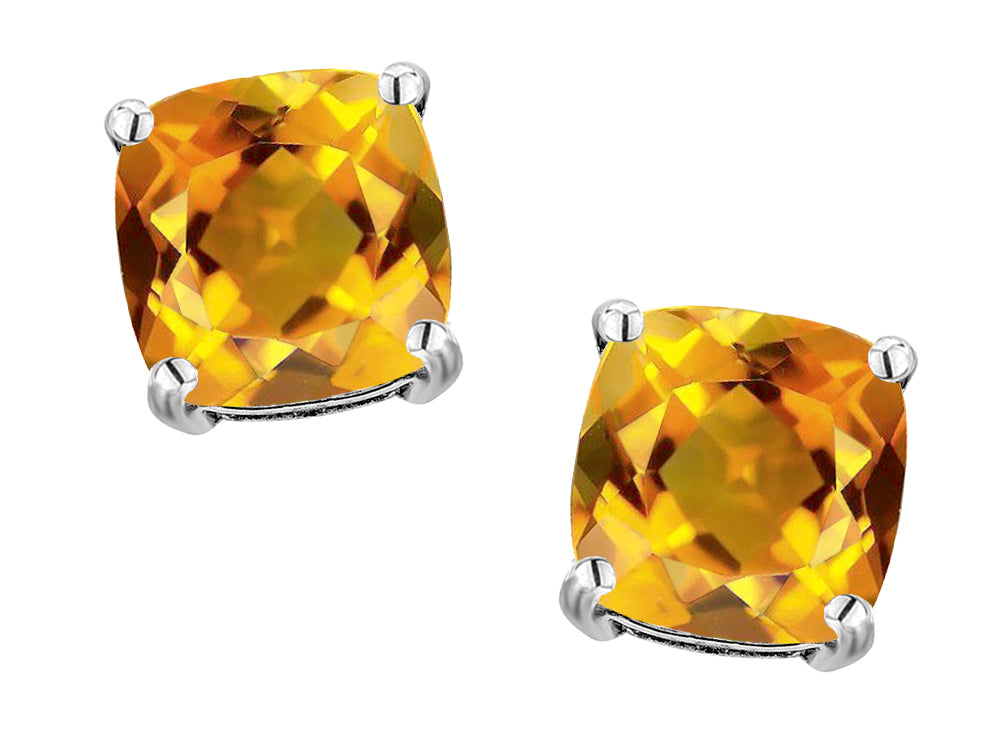 Original Star K 7mm Cushion-Cut Genuine Citrine Earrings Studs