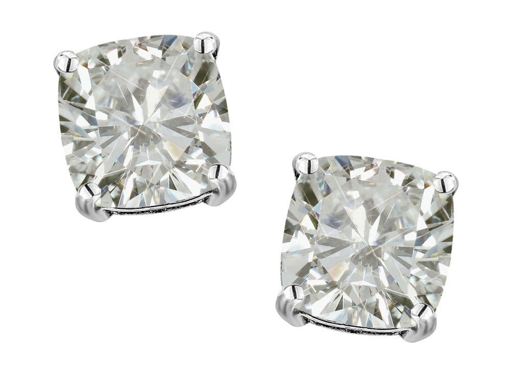 Original Star K 7mm Cushion-Cut Genuine White Topaz Earrings Studs