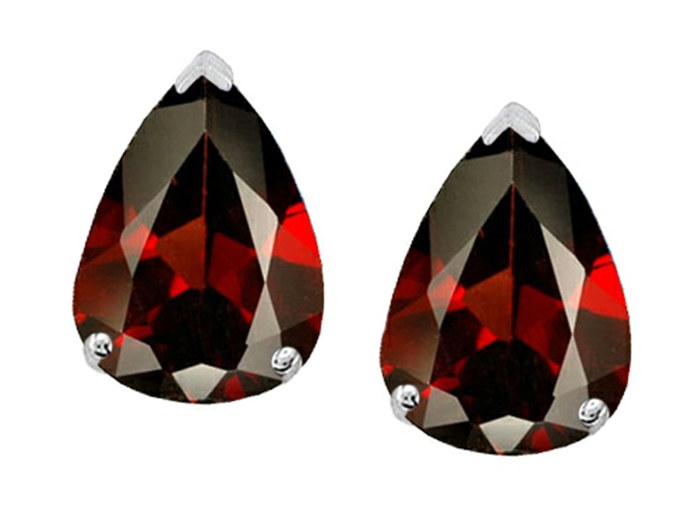 Tommaso design Studio  8x6mm Pear Shape Genuine Garnet Earrings Studs
