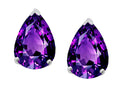 Tommaso design Studio  8x6mm Pear Shape Genuine Amethyst Earrings Studs