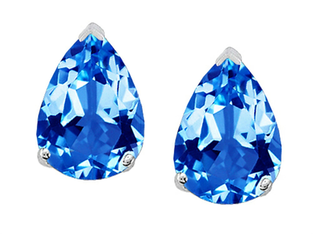 Tommaso design Studio  8x6mm Pear Shape Genuine Blue Topaz Earrings Studs