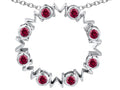 Star K Large MOM Circle Mother's Pendant Necklace with Round Created Ruby