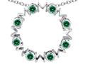 Star K Large MOM Circle Mother's Pendant Necklace with Round Simulated Emerald