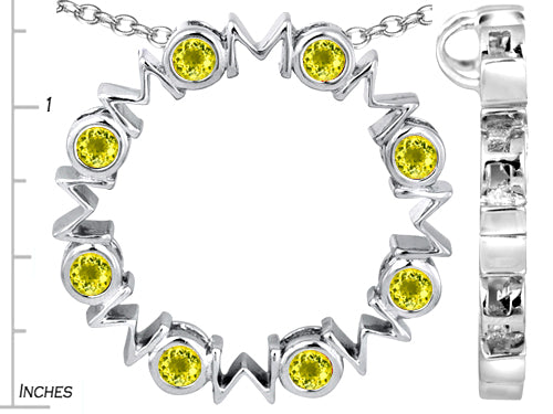 Star K Large MOM Circle Mother's Pendant Necklace with Round Simulated Citrine