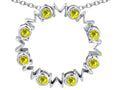 Star K Large MOM Circle Mother's Pendant Necklace with Round Simulated Citrine