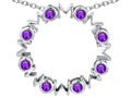 Star K Large MOM Circle Mother's Pendant Necklace with Round Simulated Amethyst