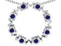 Star K Large MOM Circle Mother's Pendant Necklace with Round Created Sapphire