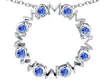 Star K Large MOM Circle Mother's Pendant Necklace with Round Simulated Tanzanite