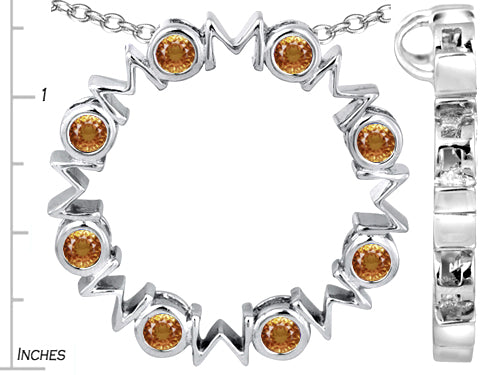 Star K Large MOM Circle Mother's Pendant Necklace with Round Simulated Imperial Yellow Topaz