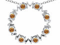 Star K Large MOM Circle Mother's Pendant Necklace with Round Simulated Imperial Yellow Topaz