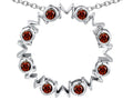 Star K Large MOM Circle Mother's Pendant Necklace with Round Simulated Garnet
