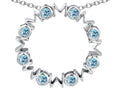Star K Large MOM Circle Mother's pendant with Round Simulated Aquamarine