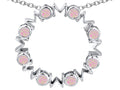 Star K Large MOM Circle Mother's Pendant Necklace with Round Pink Created Opal