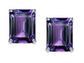 Tommaso Design 8x6mm Emerald Cut Simulated Alexandrite Earrings Studs