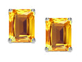 Tommaso Design 8x6mm Emerald Cut Genuine Citrine Earrings Studs