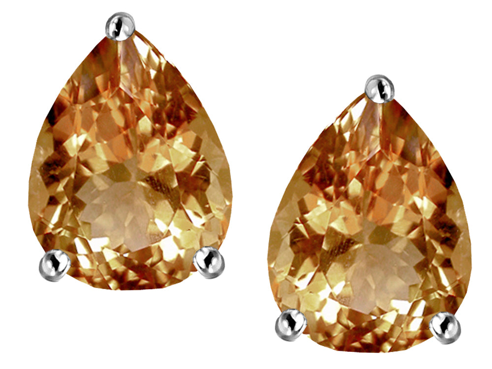 Star K Pear Shape 9x7mm Simulated Imperial Yellow Topaz Earrings Studs