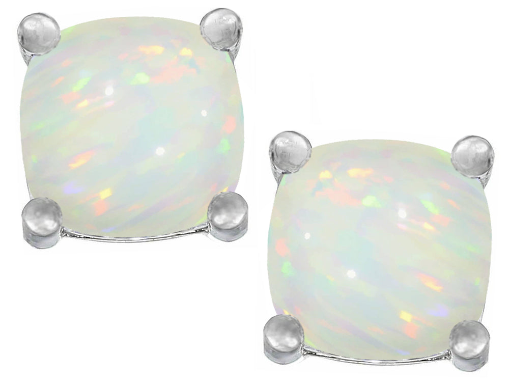 Star K Cushion-Cut 7mm Created Opal Earrings Studs