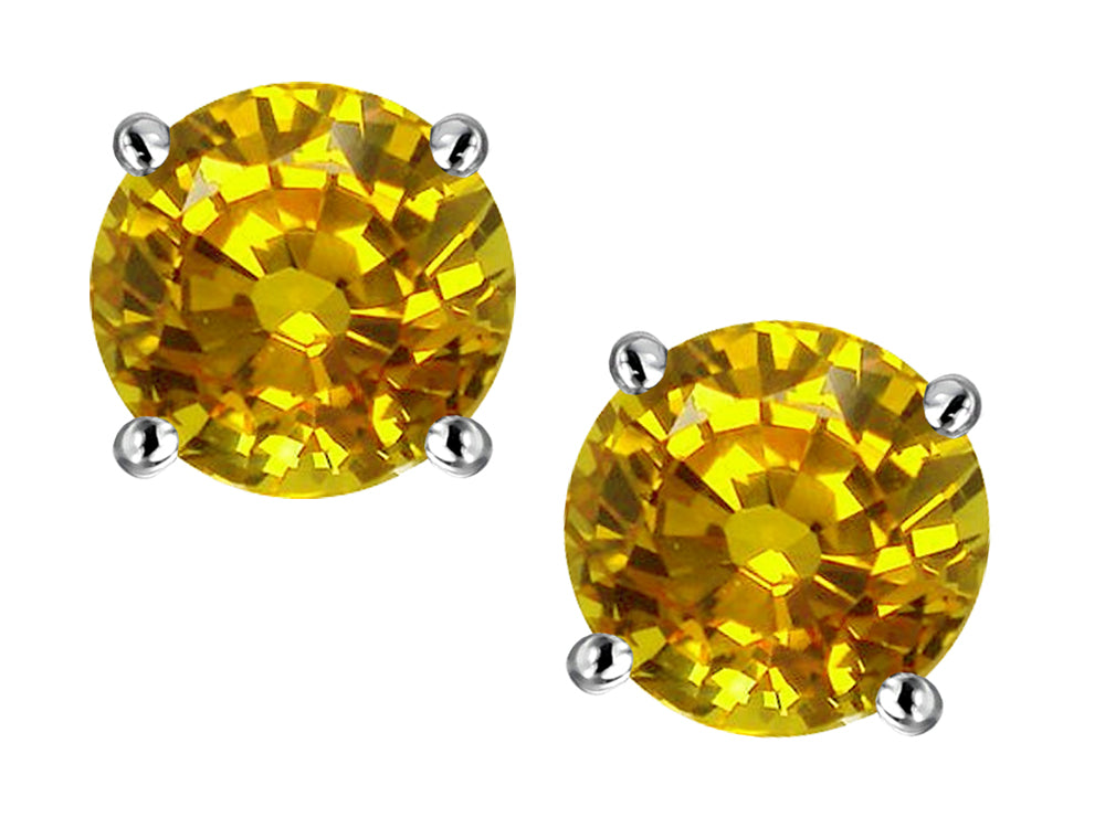 Star K Round 6mm Genuine Citrine Classic Screw Back Stud Earrings