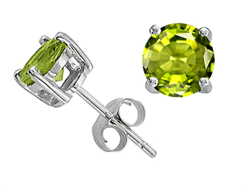 Tommaso Design Round 7mm Genuine Peridot Earrings Studs
