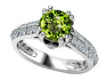 Star K Round Simulated Peridot and Cubic Zirconia Ring