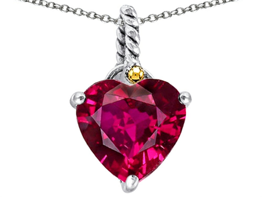 Star K Rope Heart Pendant Necklace with 10mm Heart Shape Created Ruby