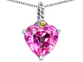 Star K Rope Heart Pendant Necklace with 10mm Heart Shape Created Pink Sapphire