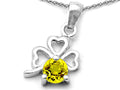 Celtic Love by Kelly Round Simulated Yellow Sapphire Lucky Clover Pendant Necklace