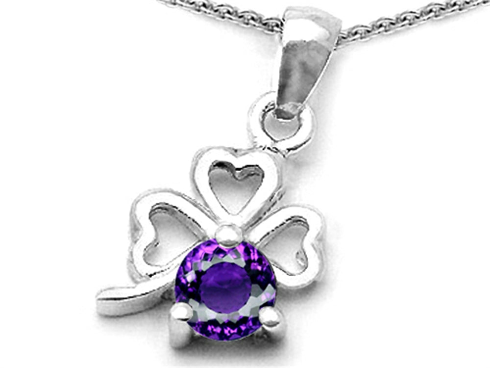 Celtic Love by Kelly™ Round Simulated Amethyst Lucky Clover Pendant Necklace