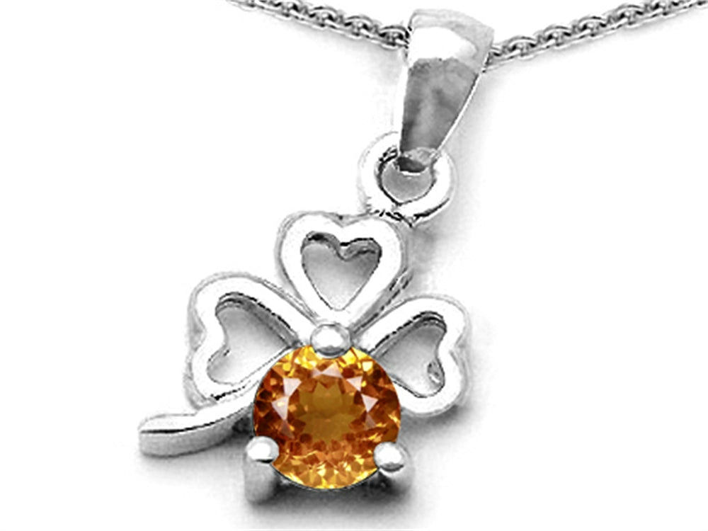 Celtic Love by Kelly™ Round Simulated Imperial Yellow Topaz Lucky Clover Pendant Necklace