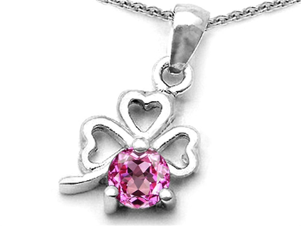 Celtic Love by Kelly Round Created Pink Sapphire Lucky Clover Pendant Necklace