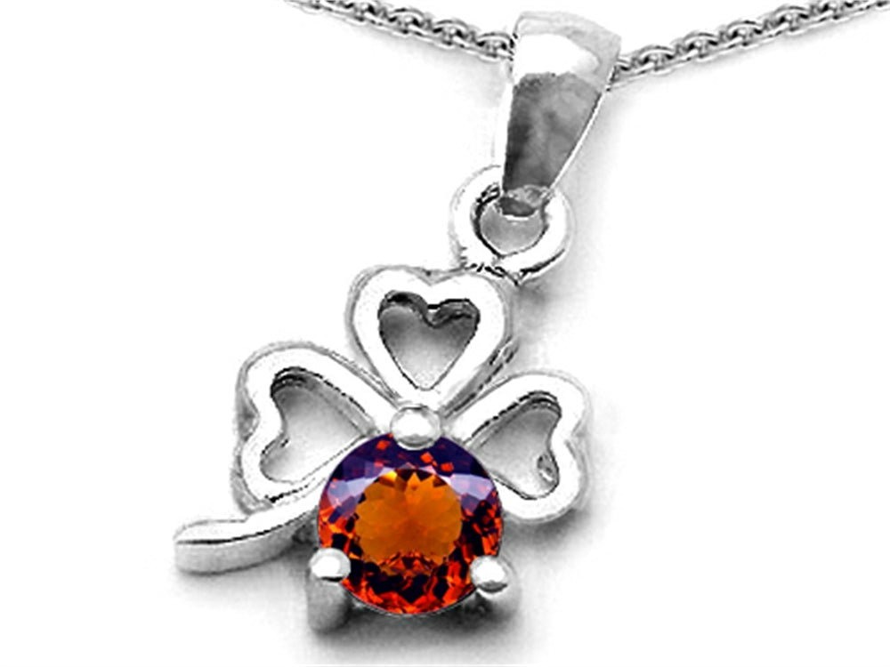 Celtic Love by Kelly Round Simulated Garnet Lucky Clover Pendant Necklace