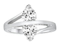 Star K Double Hearts Bypass Ring with Heart Shape Genuine White Topaz Ring